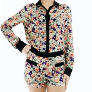 BCBG Long Sleeve Floral Romper NWT Size 2